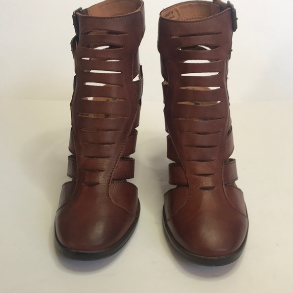 Free People Hayes Leather Heel Boot Mahogany 7 - Picture 8 of 16